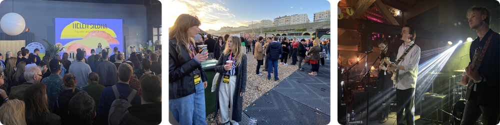 Bildkollage med tre fotografier från olika showcasefestivaler.