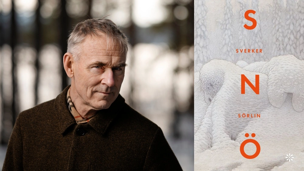 Fotografi på Sverker Sörlin och omslaget på hans bok "Snö".